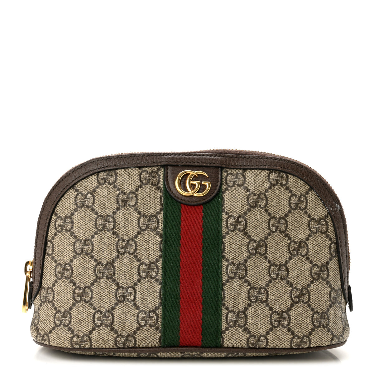 Gucci GG Supreme Monogram Textured Calfskin Web Large Ophidia Cosmetic Case Beige Ebony New Acero 1 of 9
