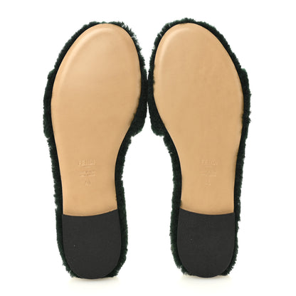 Fendi Shearling FF Baguette Slide Sandals 40 Salvia 6 of 9