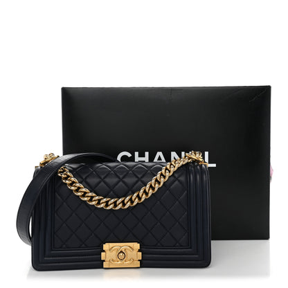 Chanel Lambskin Quilted Medium Boy Flap Dark Dark Navy 12 of 12