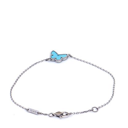 Van Cleef & Arpels 18K White Gold Turquoise Sweet Alhambra Butterfly Bracelet 3 of 8