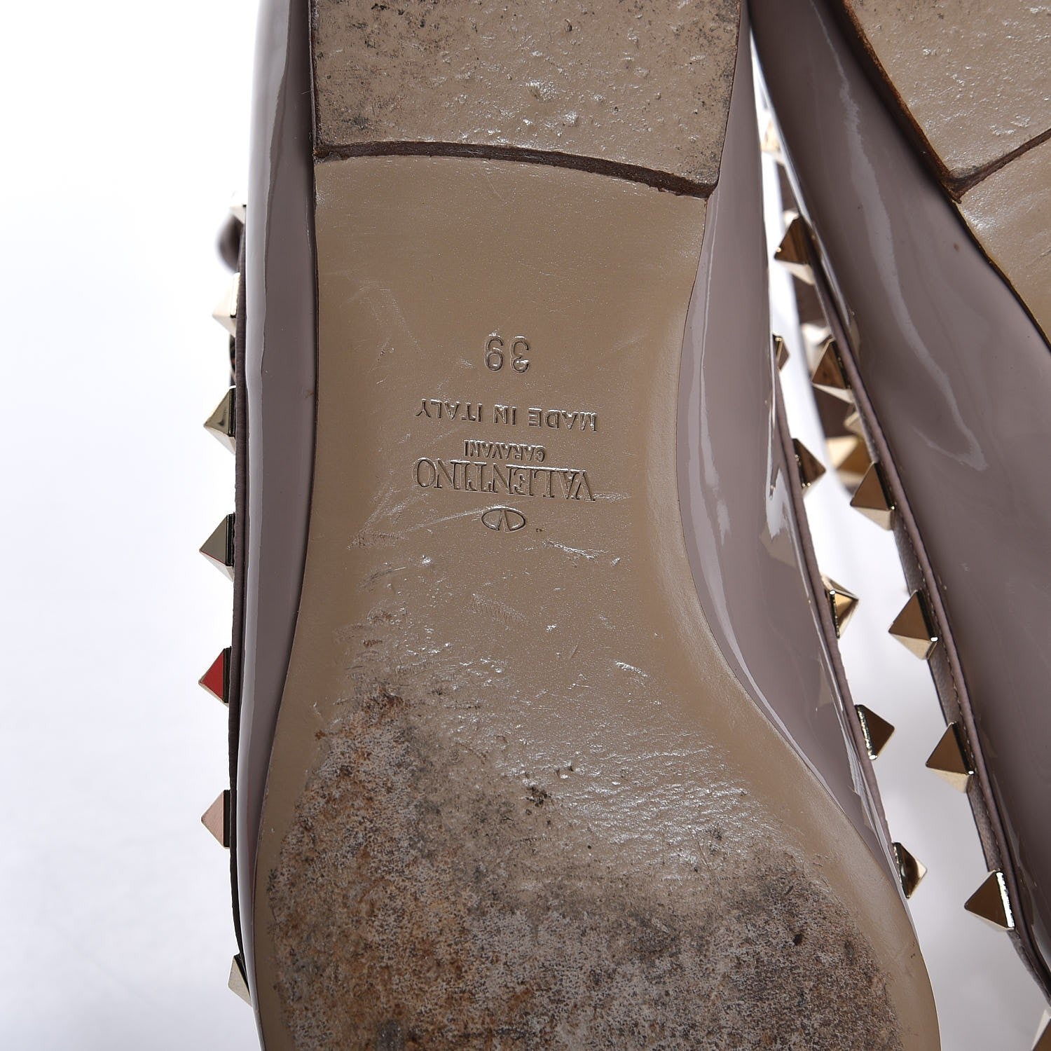 Valentino Garavani Patent Rockstud Cage Ballerina Flats 39 Poudre 8 of 14
