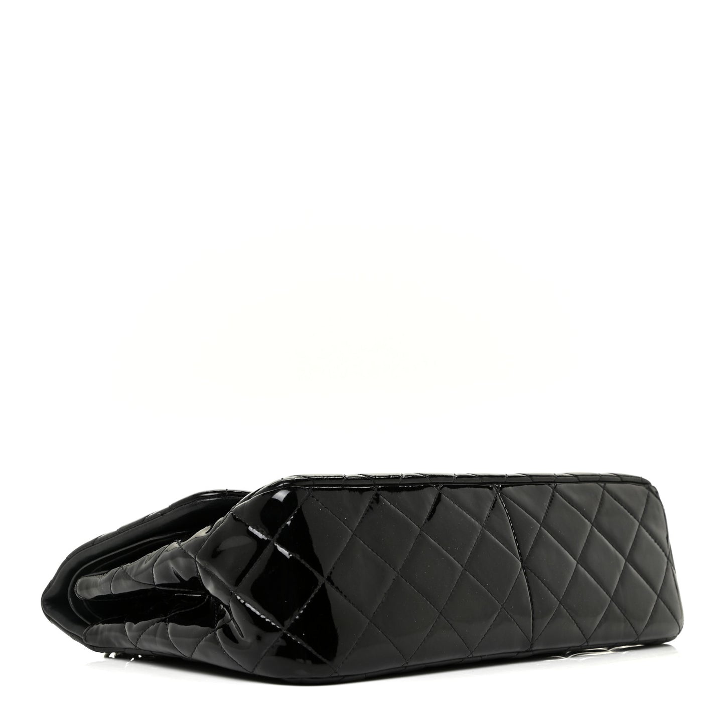 Patent Quilted Jumbo Double Flap Black