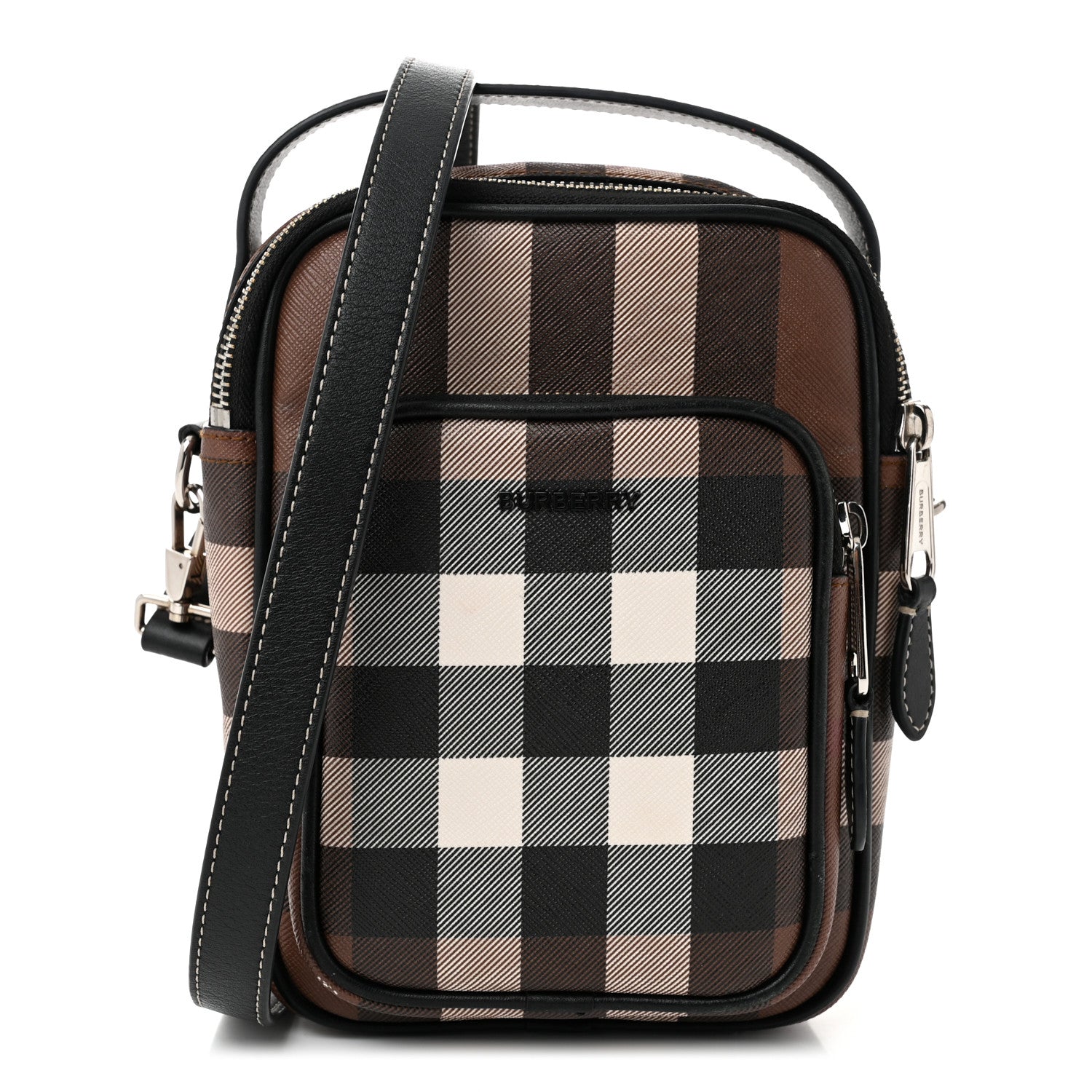 Burberry House Check Canvas Calfskin Wyatt Crossbody Dark Birch Brown 1 of 11