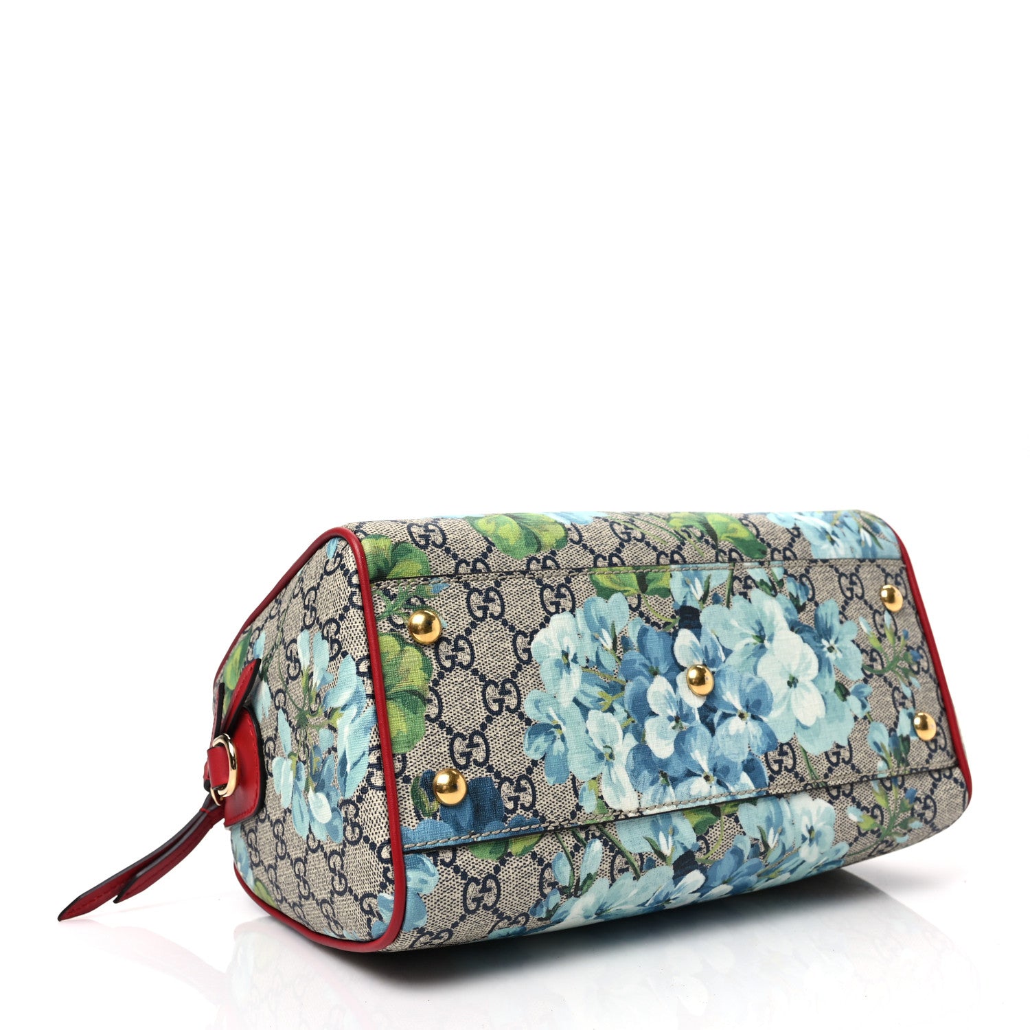 Gucci GG Supreme Monogram Blooms Small Boston Beige Blue Navy Hibiscus Red 4 of 8