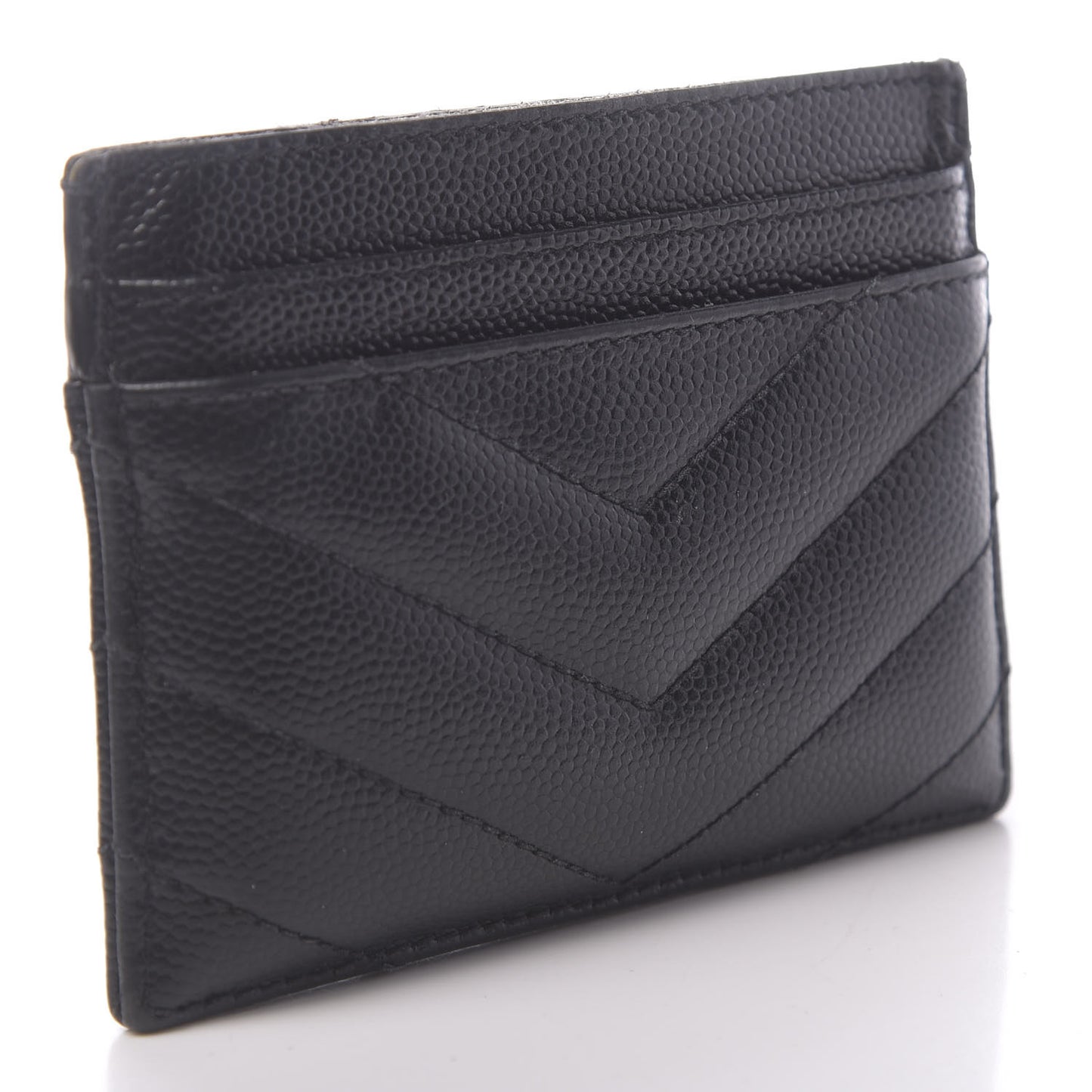 Grain De Poudre Matelasse Chevron Monogram Credit Card Case Black