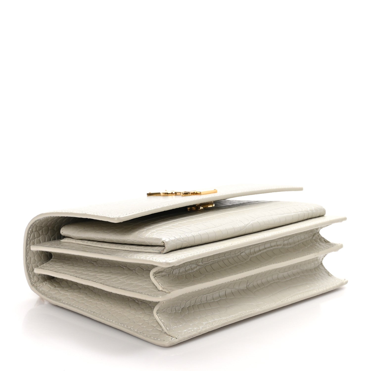 Saint Laurent Calfskin Crocodile Embossed Medium Monogram Sunset Blanc Vintage 4 of 11