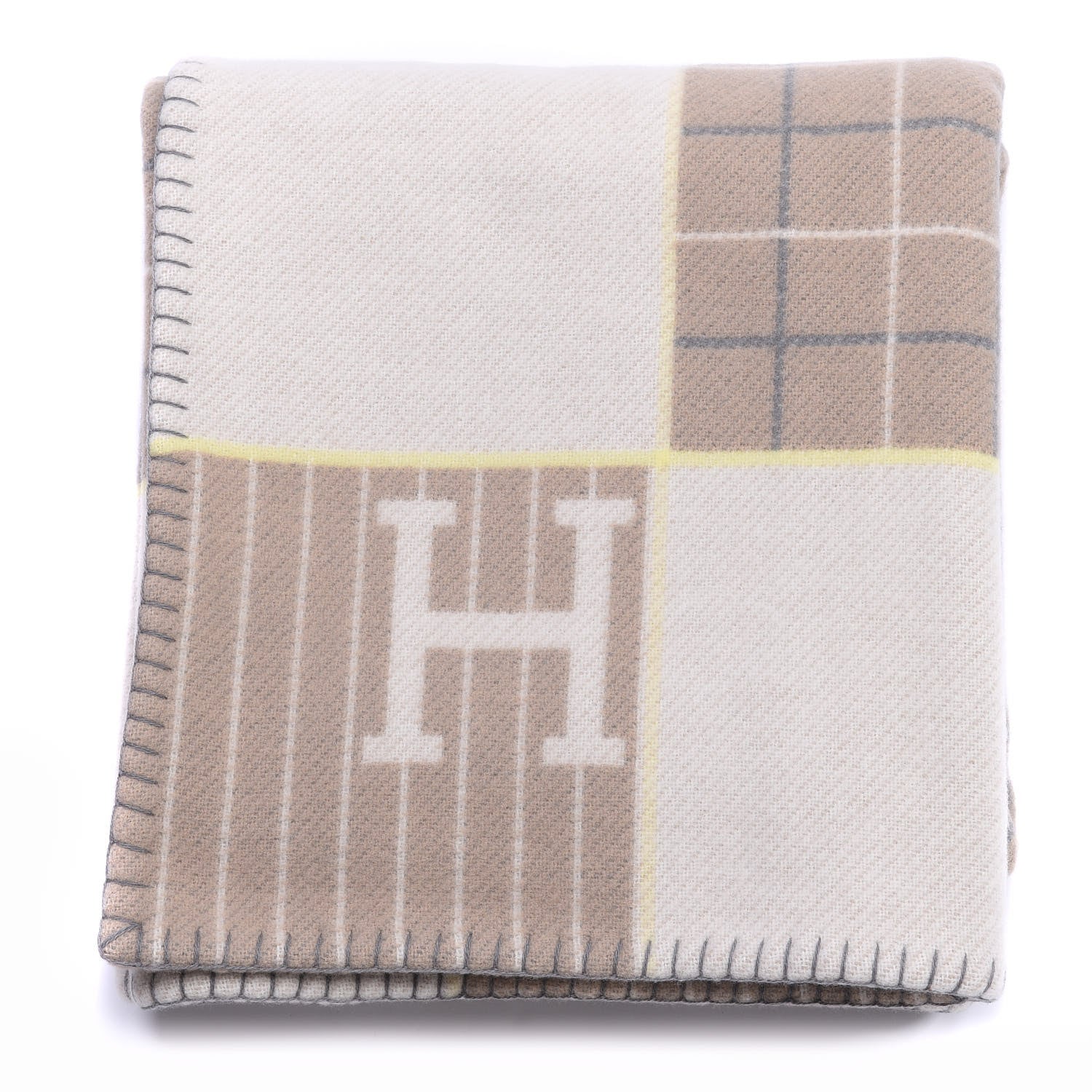 Hermes Wool Cashmere Avalon Passe-Passe Blanket Naturel 1 of 6