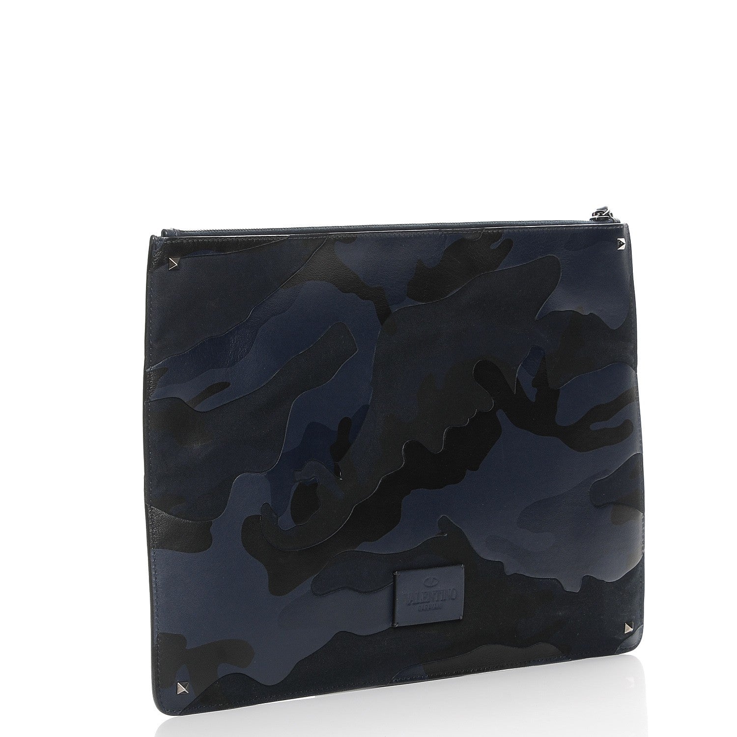Valentino Garavani Nappa Canvas Camouflage Large Zip Pouch Blue 3 of 7