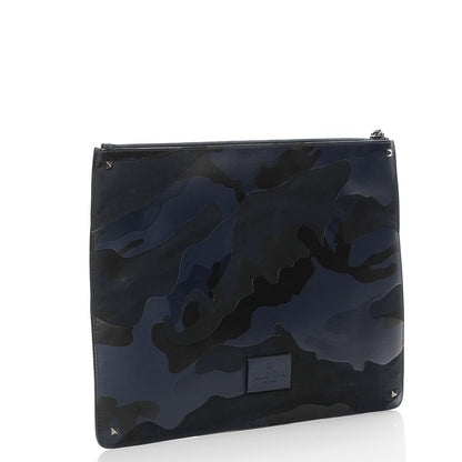 Valentino Garavani Nappa Canvas Camouflage Large Zip Pouch Blue 3 of 7