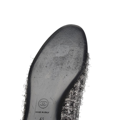 Chanel Metallic Tweed Lambskin Cap Toe Ballerina Flats 41 Black Silver 11 of 15
