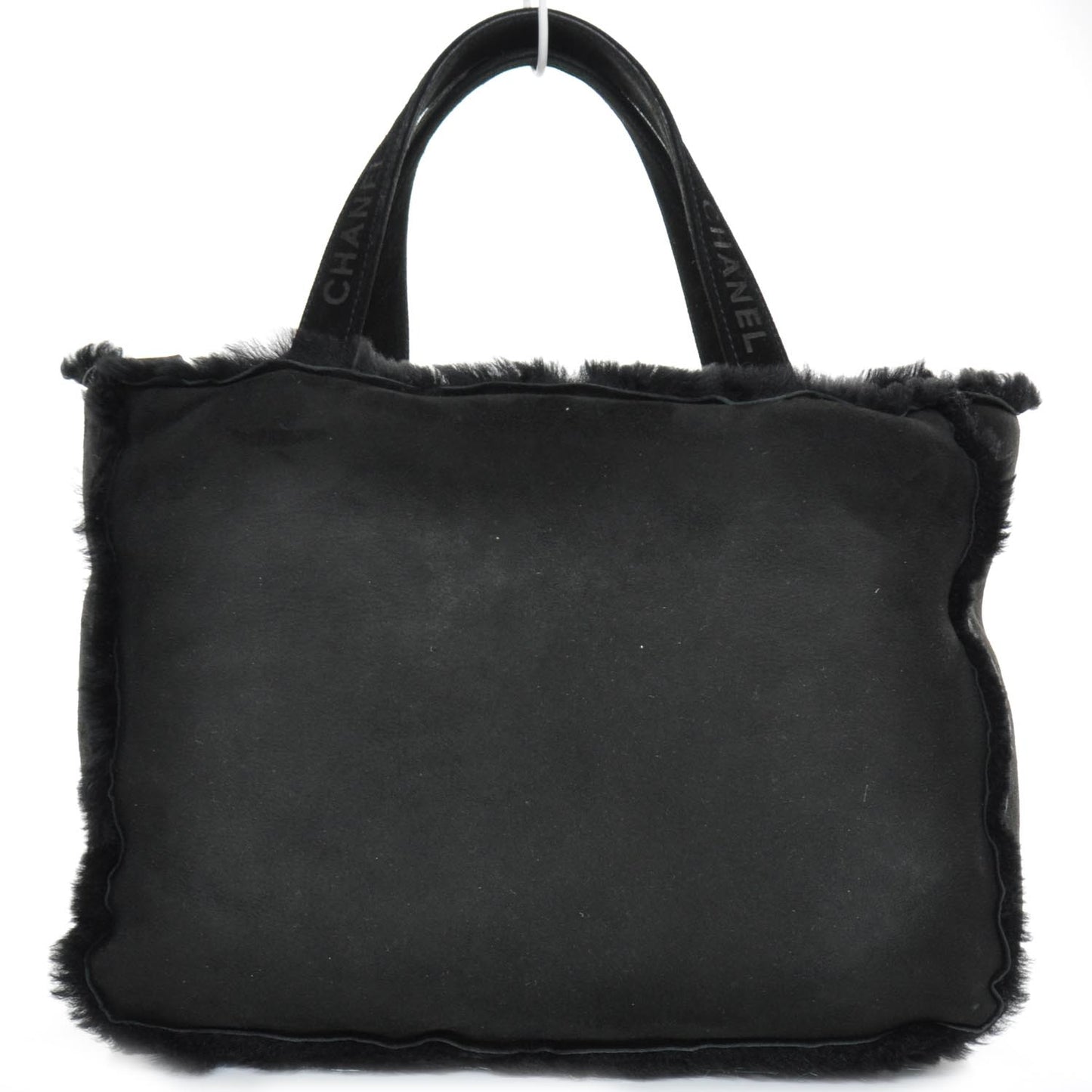 Suede Shearling Fur Handbag Black