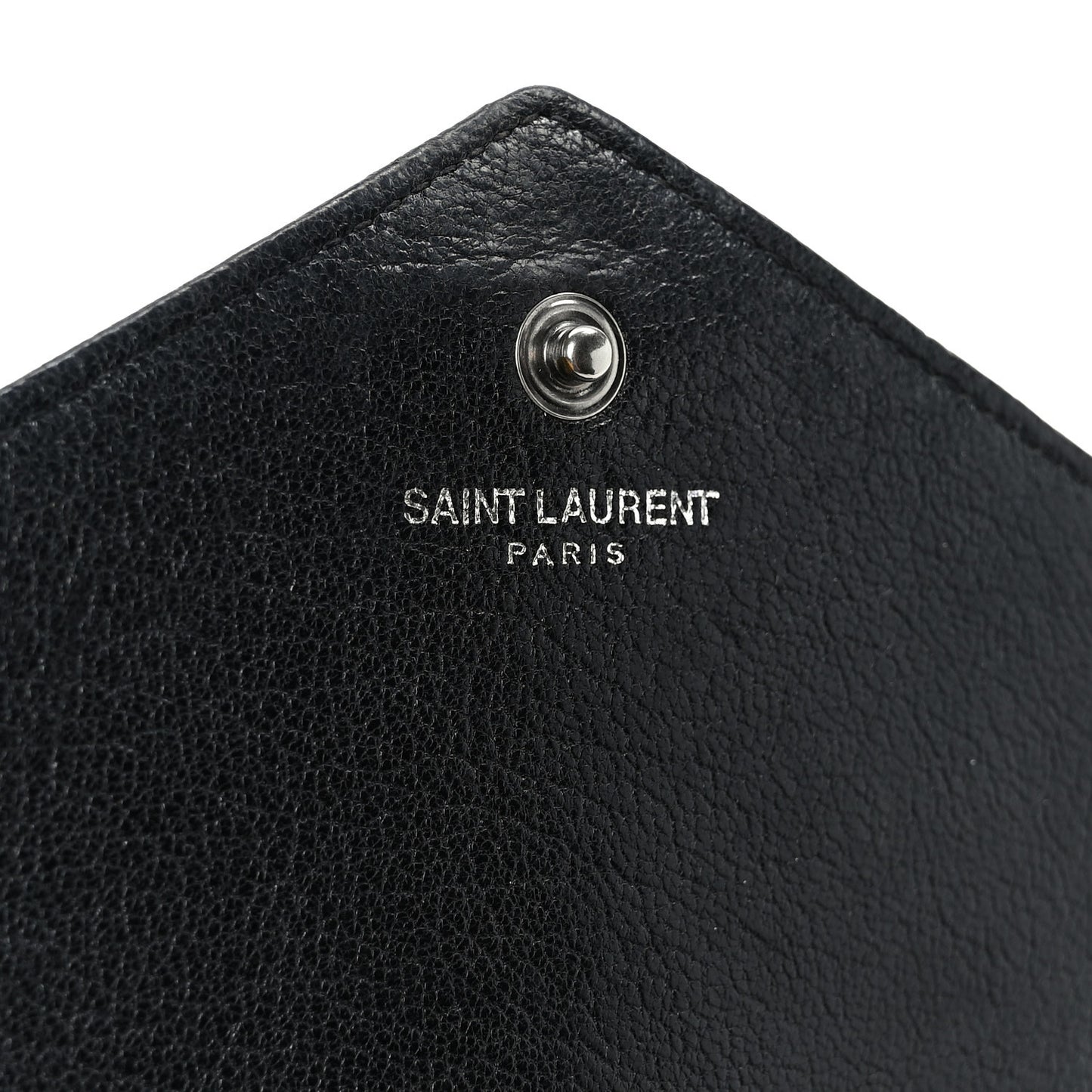 Sheepskin Tri-Quilt Monogram Envelope Chain Wallet Black