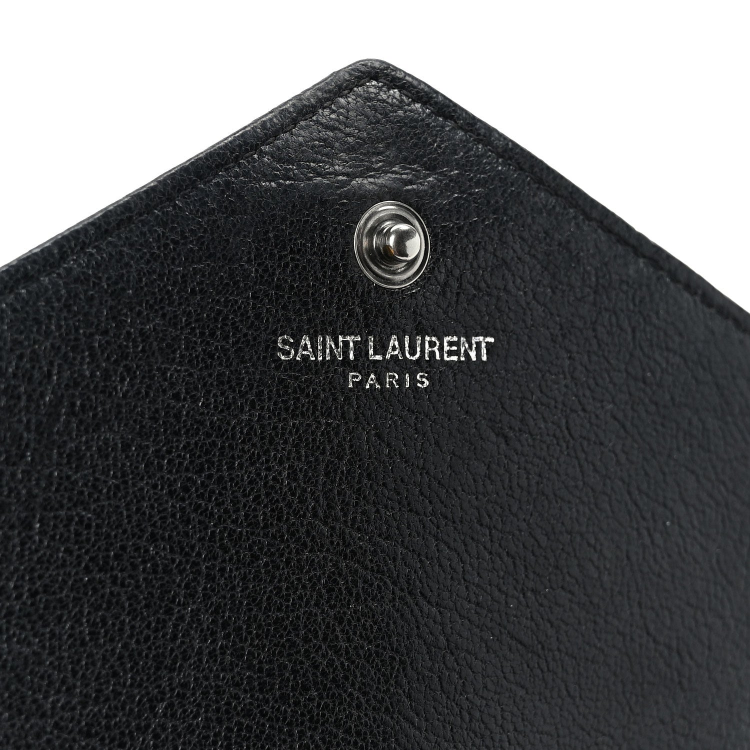 Saint Laurent Sheepskin Tri-Quilt Monogram Envelope Chain Wallet Black 5 of 9
