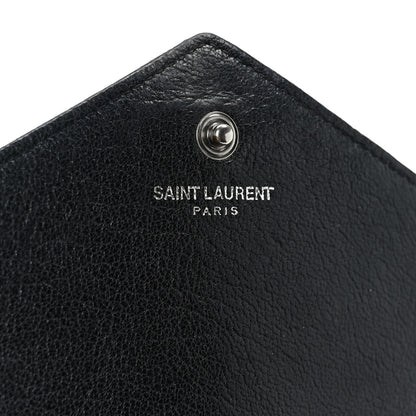 Saint Laurent Sheepskin Tri-Quilt Monogram Envelope Chain Wallet Black 5 of 9