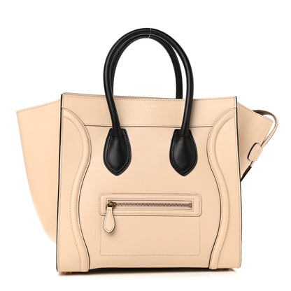 Celine Satin Calfskin Mini Bi-Color Luggage Powder Black 1 of 12