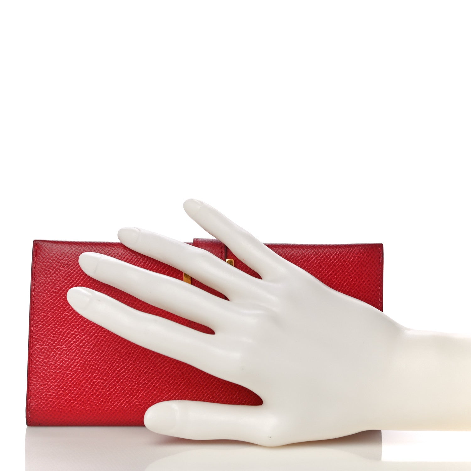 Hermes Courchevel Bearn Gusset Wallet Rouge Vif 2 of 12