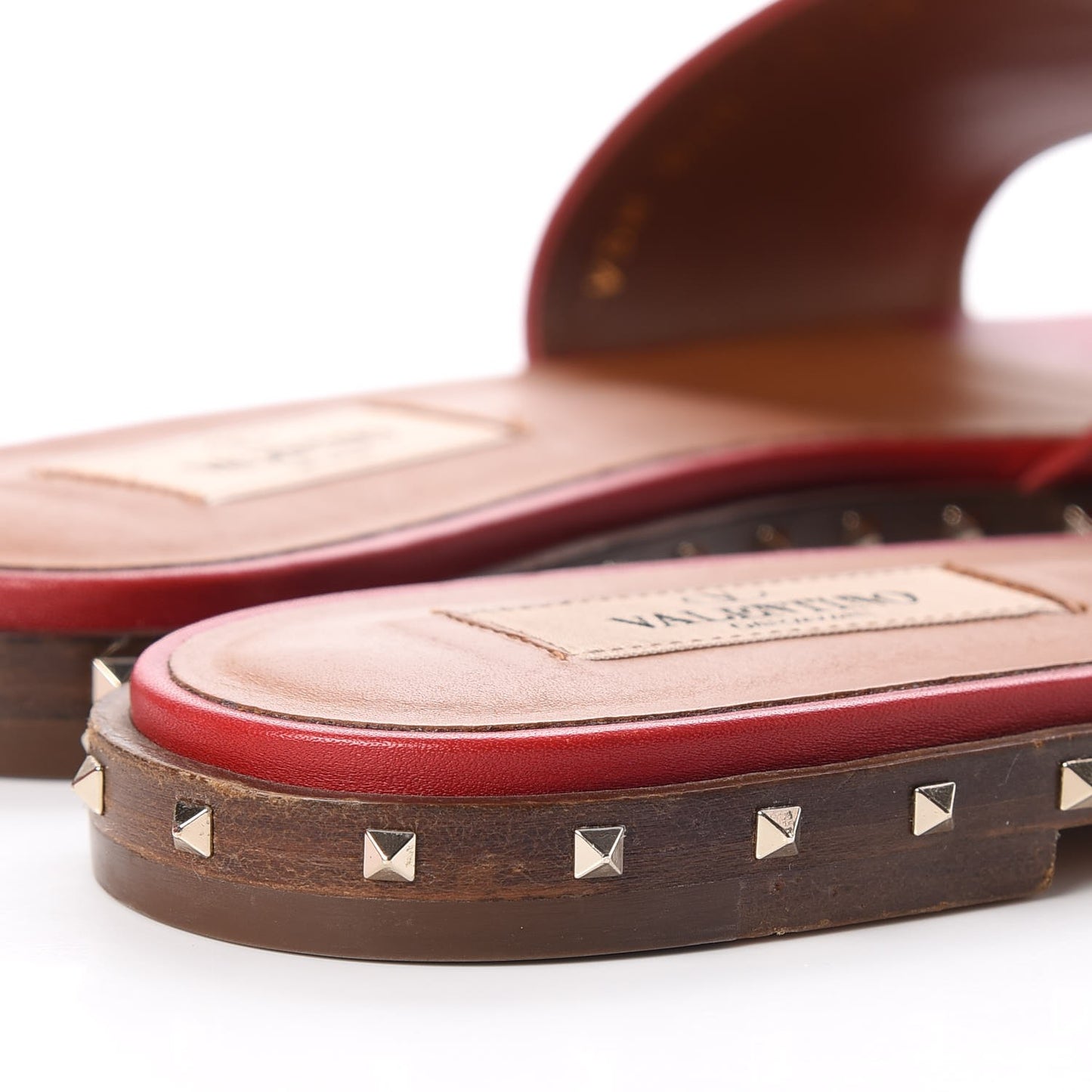 Nappa Soul Rockstud Flat Slide Sandals 38 Rosso