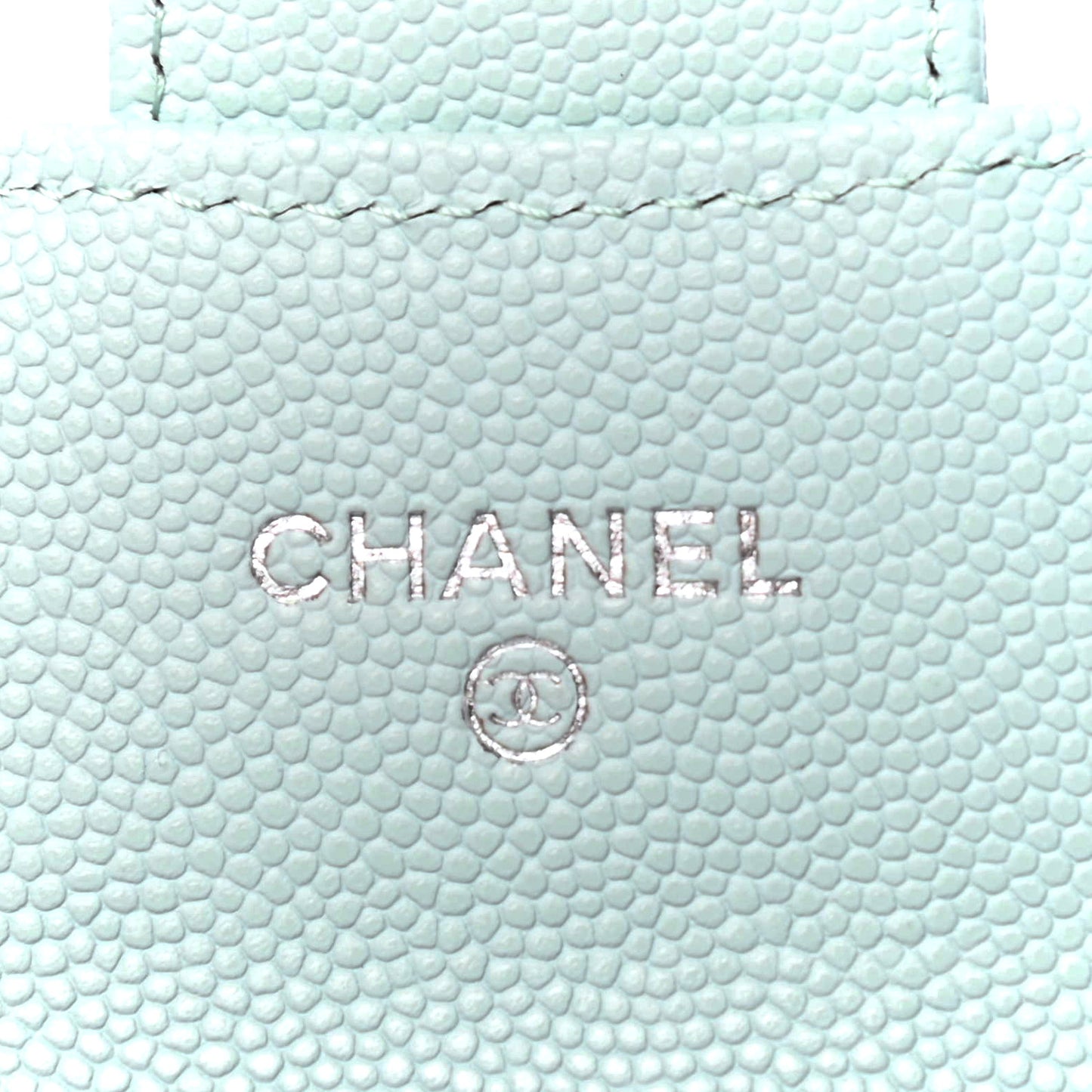 Caviar Quilted Flap Card Holder Wallet Light Blue