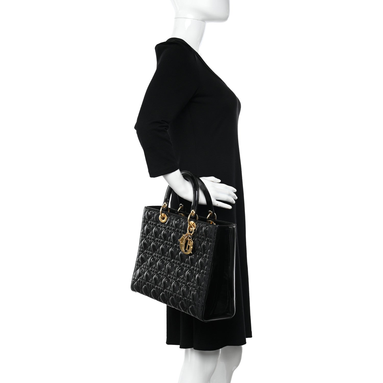 Christian Dior Patent Cannage Large Lady Dior Black 2 of 13