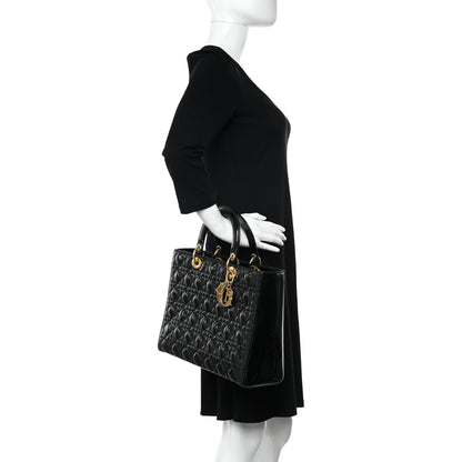 Christian Dior Patent Cannage Large Lady Dior Black 2 of 13