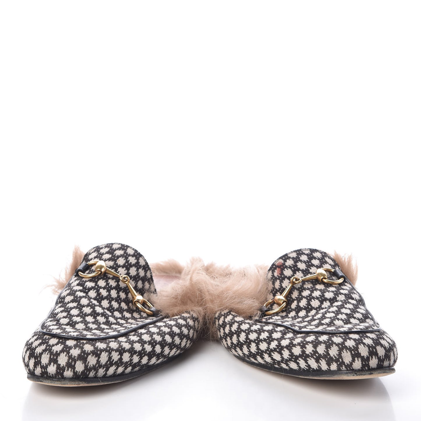 Canvas Fur Mens Princetown Slippers 8 Black White