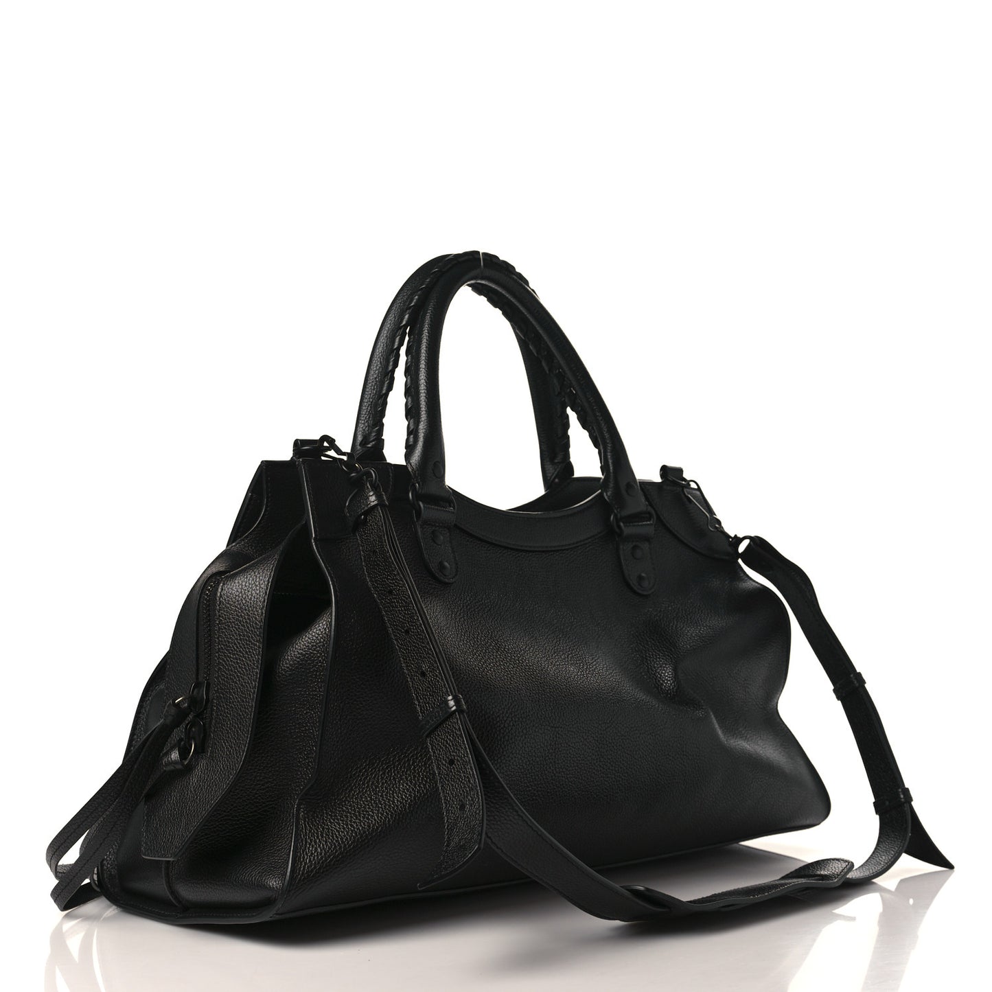 Grained Calfskin Neo Classic Black Hardware Medium City Black