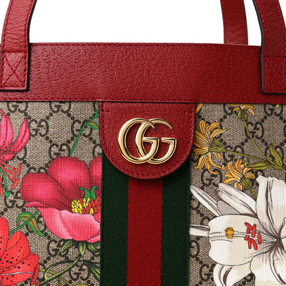 Gucci GG Supreme Monogram Flora Web Large Ophidia Tote Red 9 of 11