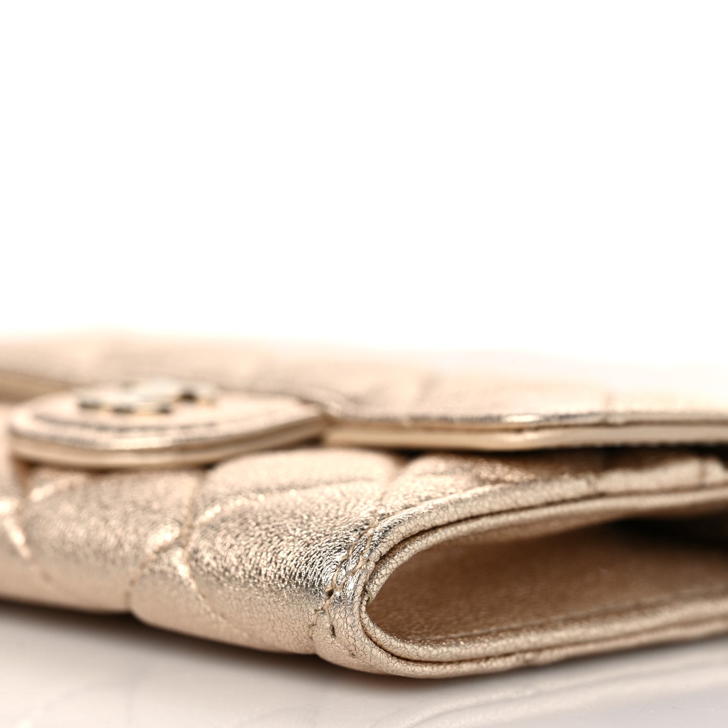 Metallic Lambskin Quilted Belt Bag Gold