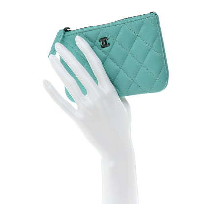 Chanel Lambskin Quilted Small Cosmetic Case Turquoise 2 of 8
