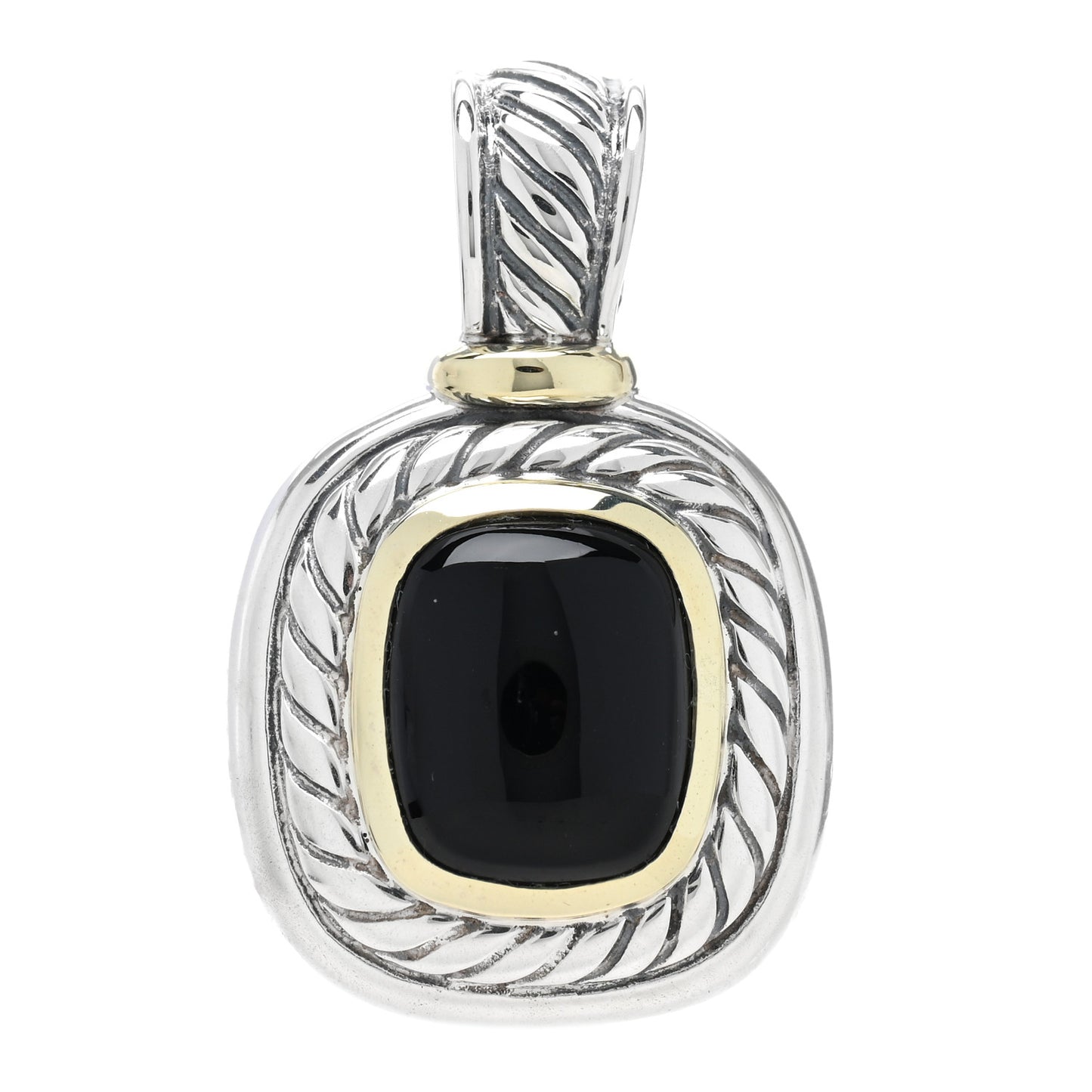 Sterling Silver 14K Yellow Gold Black Onyx Albion Enhancer Pendant