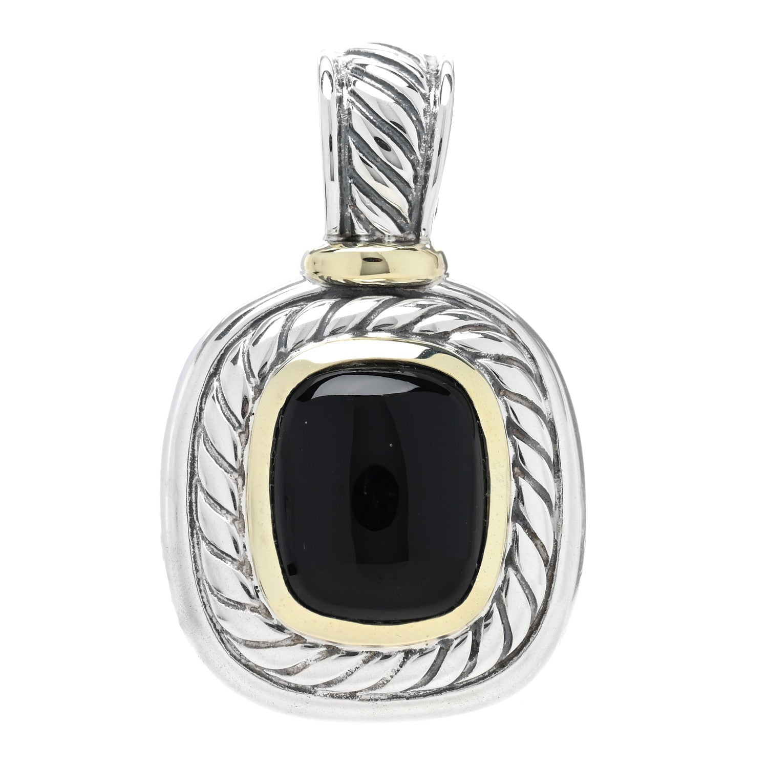 David Yurman Sterling Silver 14K Yellow Gold Black Onyx Albion Enhancer Pendant 1 of 3