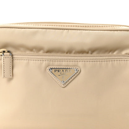 Prada Re-Nylon Vela Saffiano Double Zip Shoulder Bag Beige 8 of 10