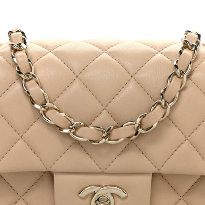 Chanel Lambskin Quilted Mini Rectangular Flap Beige 8 of 10