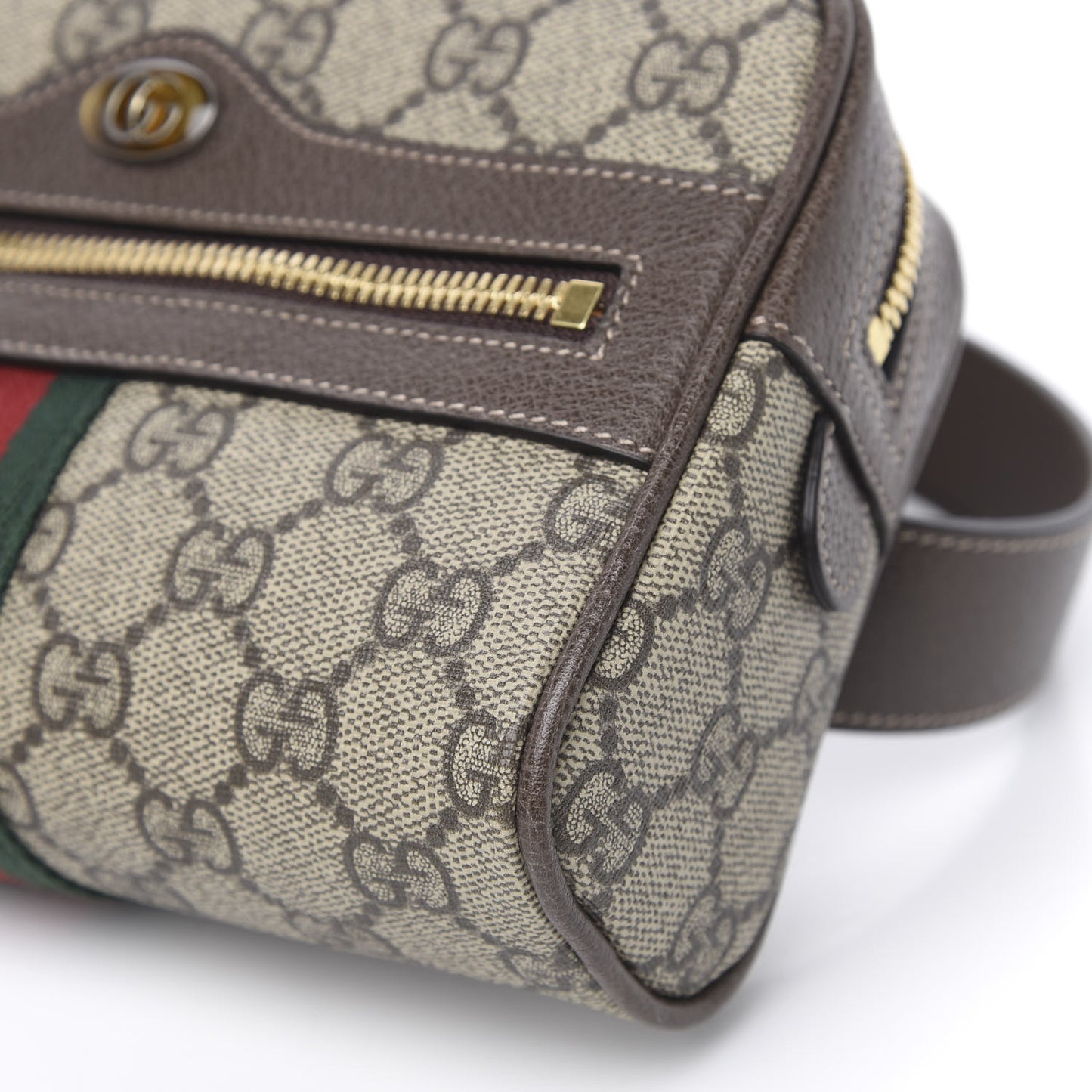 GG Supreme Monogram Web Small Ophidia Belt Bag 85 34 Dark Brown