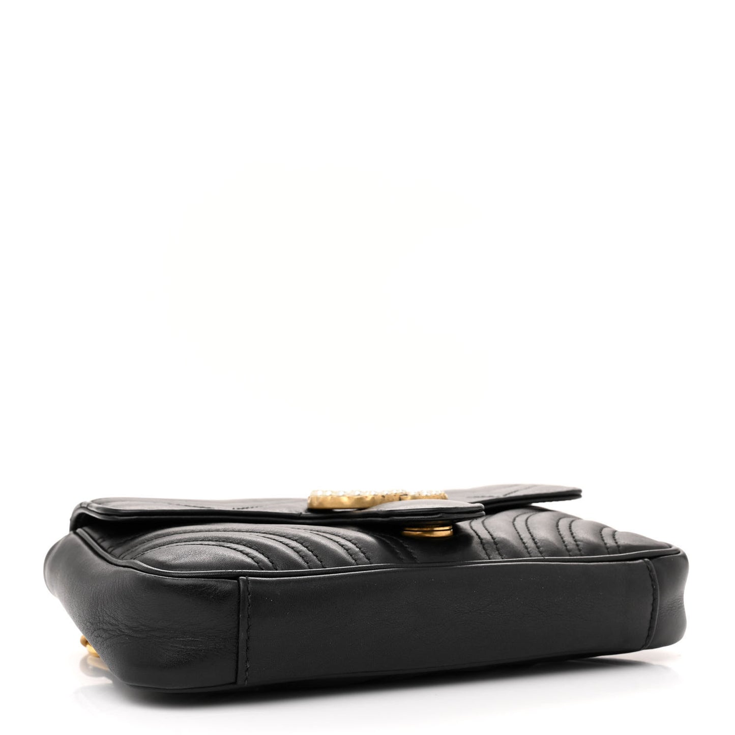 Calfskin Matelasse Pearly GG Marmont Chain Belt Bag Black