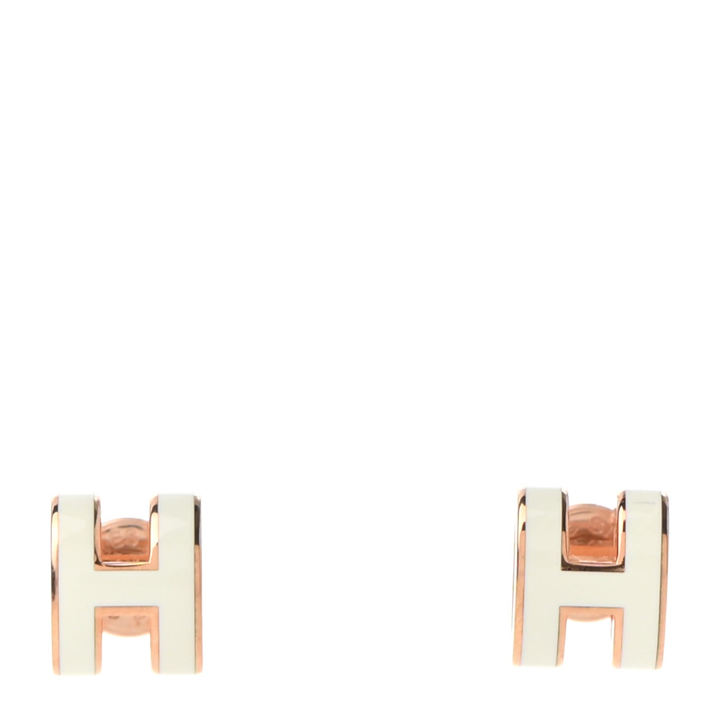 Rose Gold Lacquered Mini Pop H Earrings White