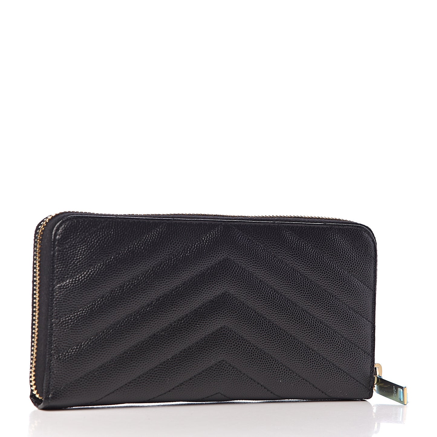 Grain De Poudre Matelasse Chevron Monogram Zip Around Wallet Black