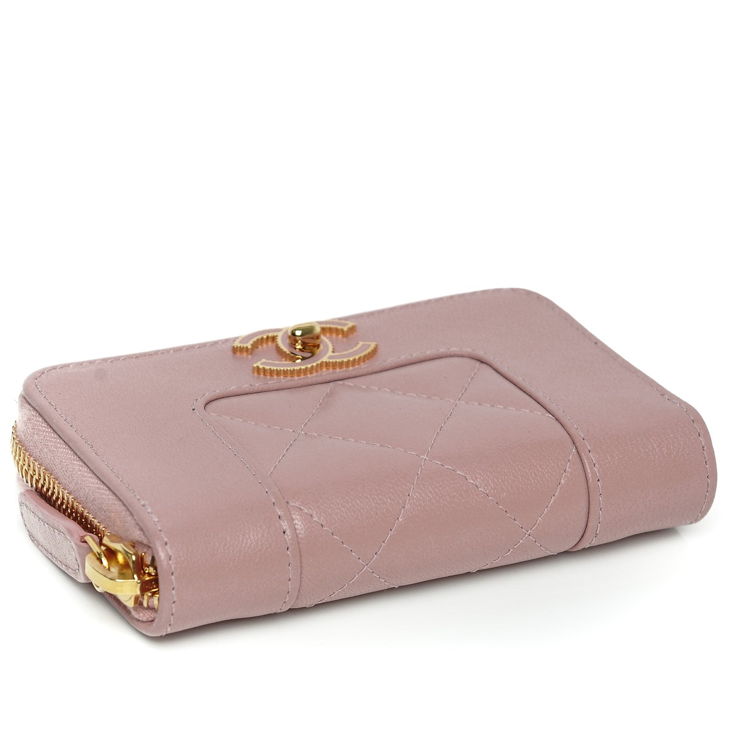 Chanel Sheepskin Quilted Mademoiselle Vintage Zip Coin Purse Light Pink 4 of 7
