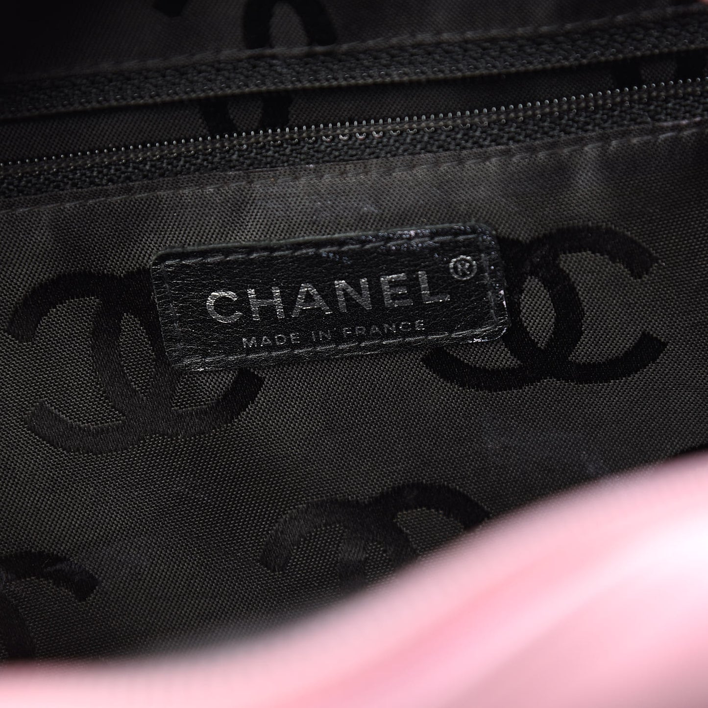 Calfskin Quilted Large Cambon Bowler Pink Black