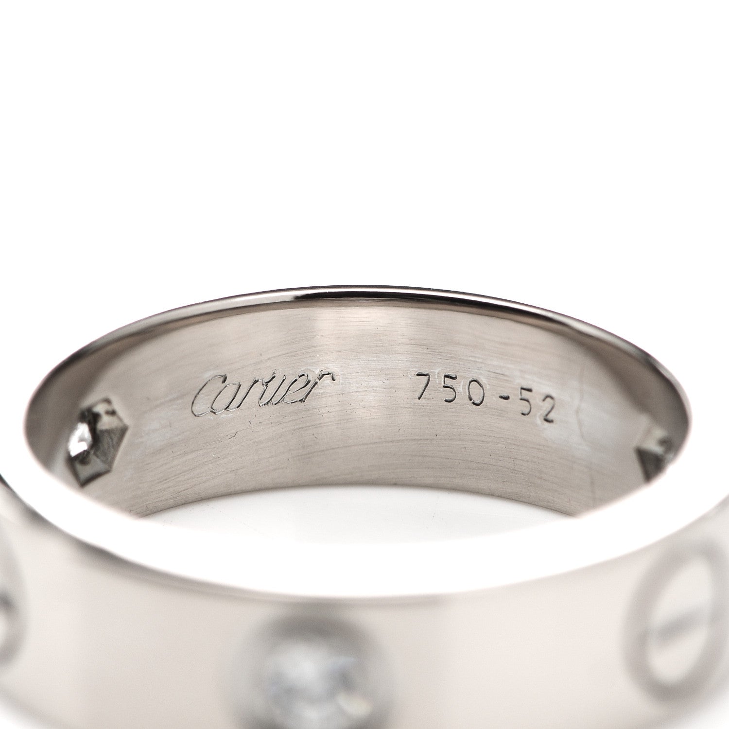 Cartier 18K White Gold 3 Diamond 5.5mm LOVE Ring 52 6 4 of 6