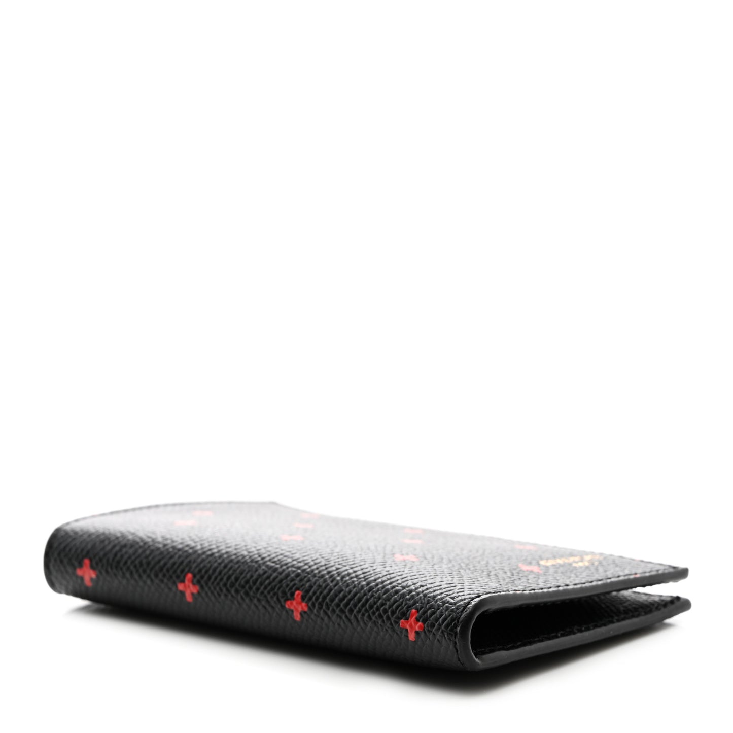 Calfskin Cross Folding Card Holder Black