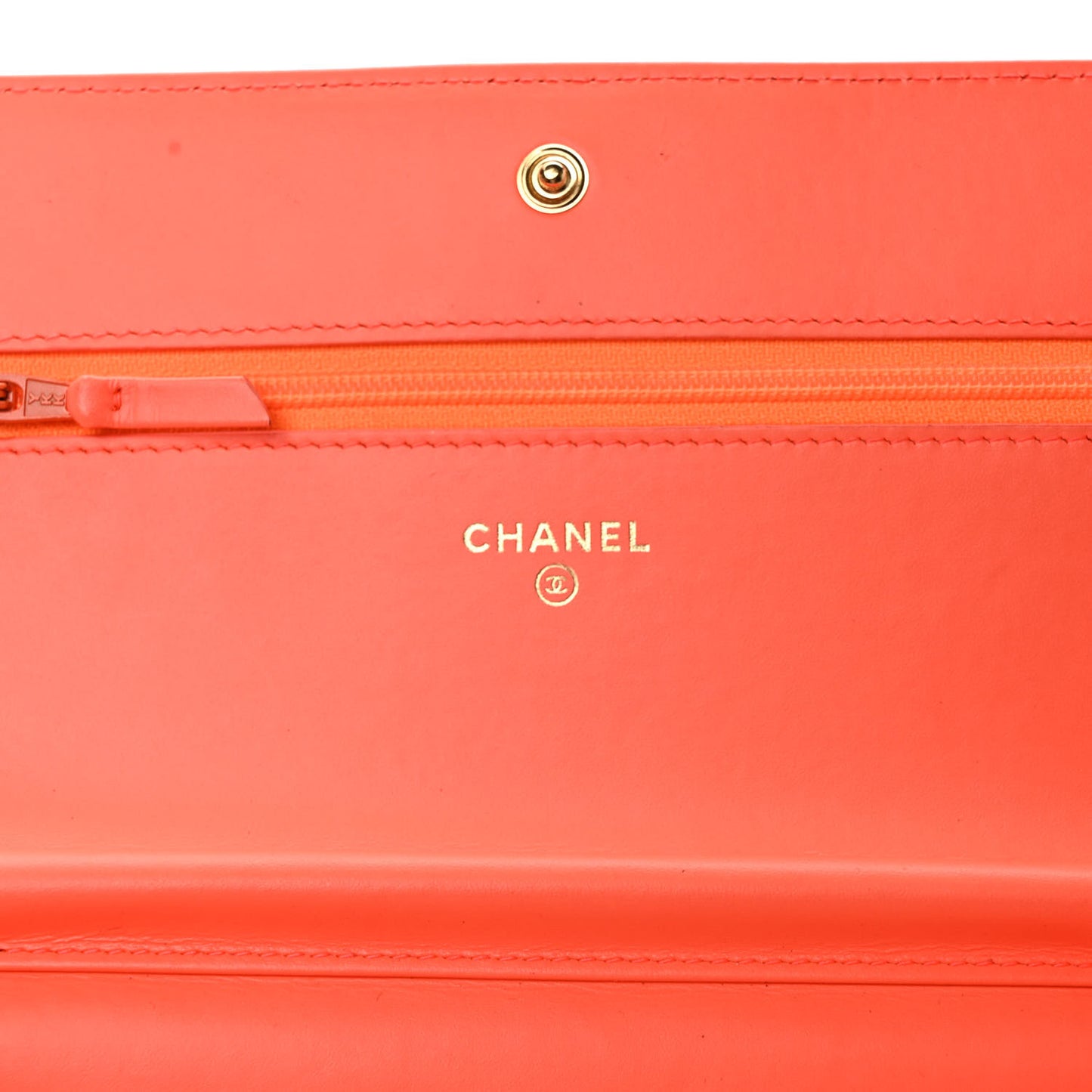 Patent Calfskin Quilted Boy Wallet On Chain WOC Orange