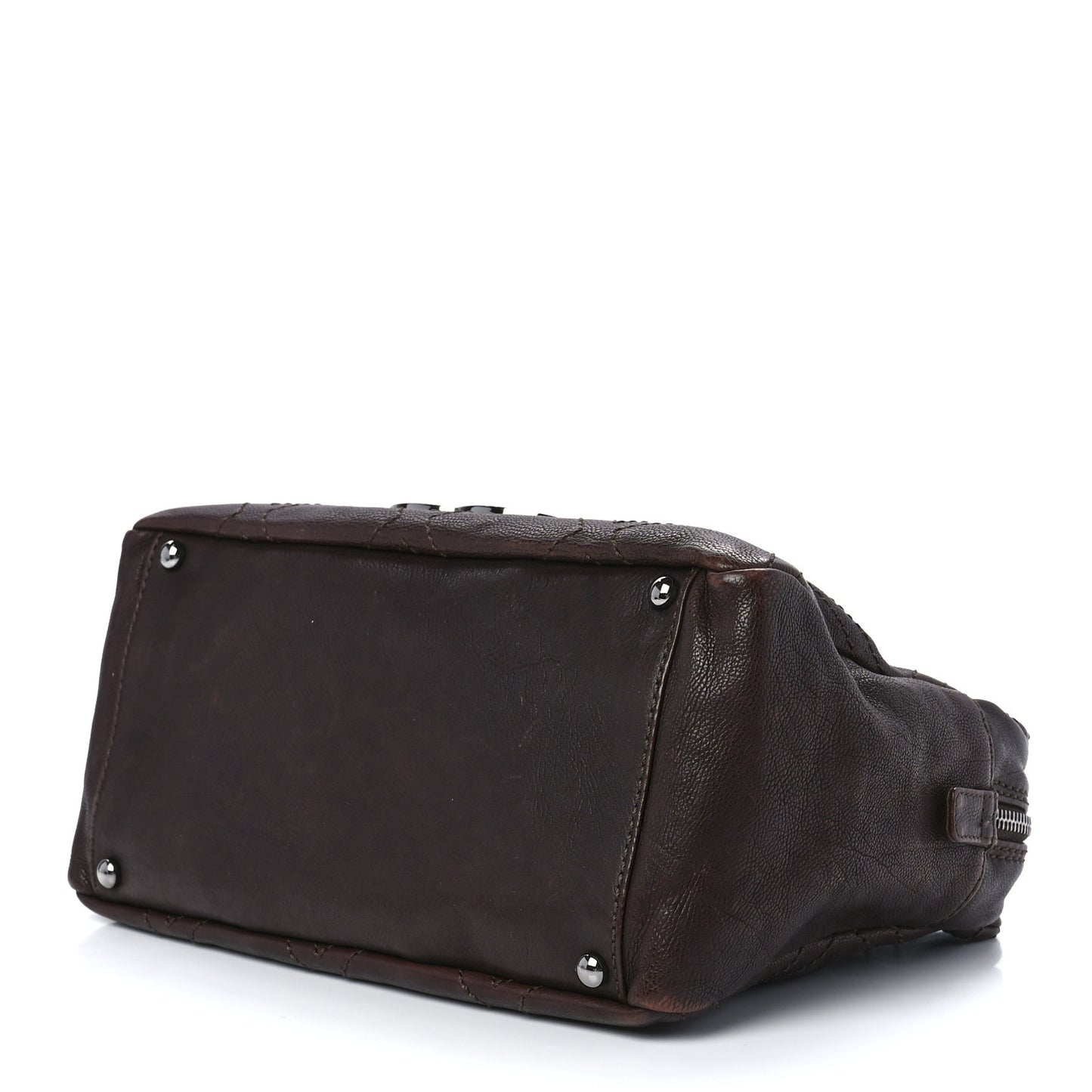 Calfskin Large Diamond Stitch Tote Brown