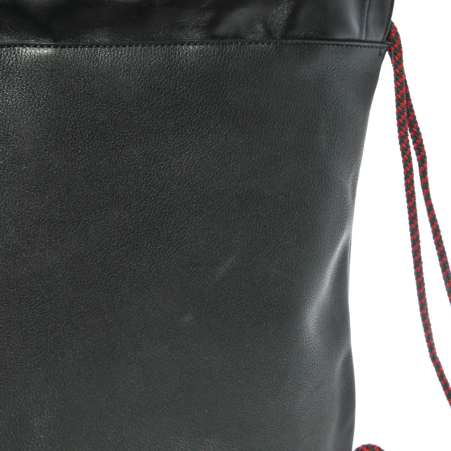 Calfskin Logo Drawstring Backpack Black