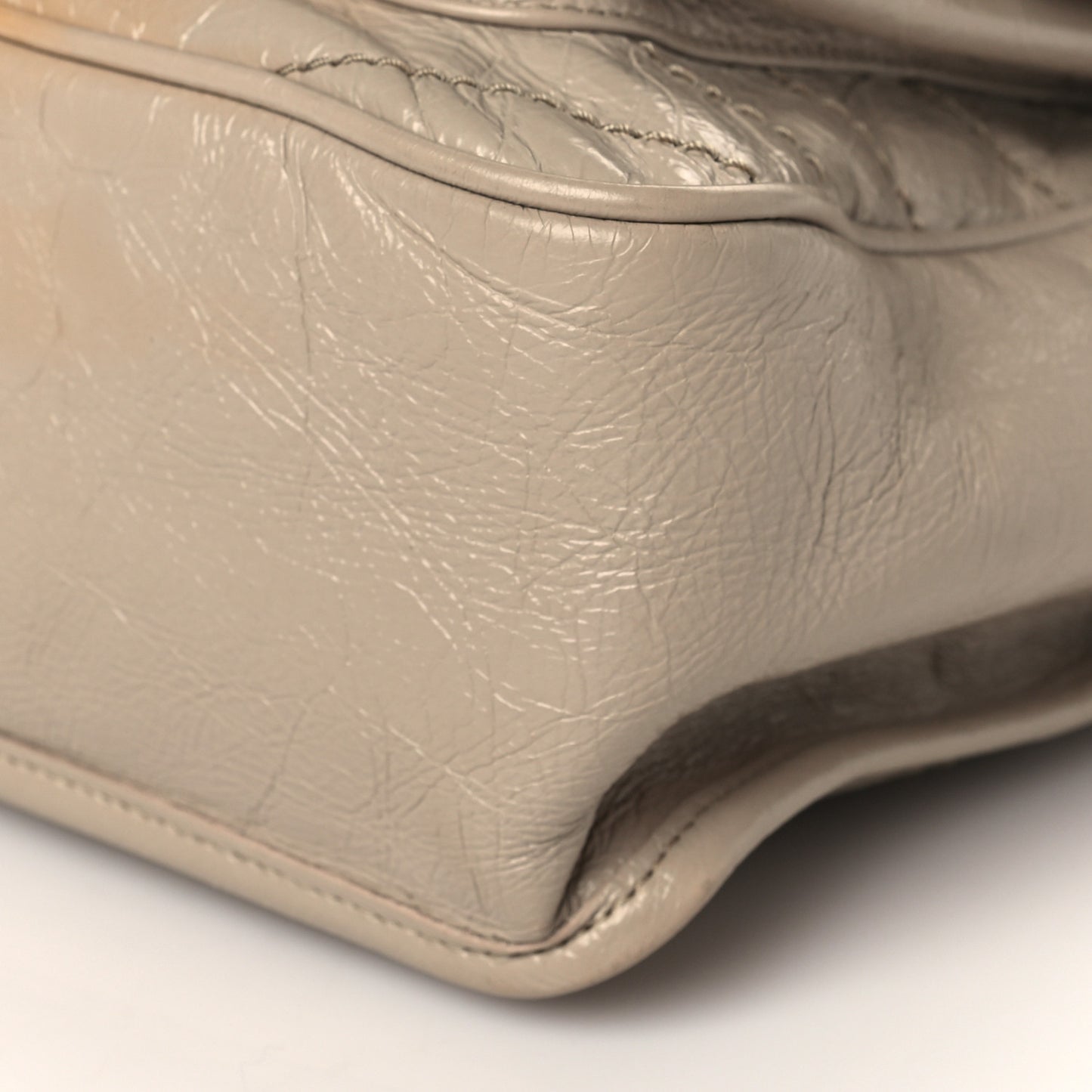 Crinkled Calfskin Matelasse Monogram Medium Niki Chain Satchel Light Natural
