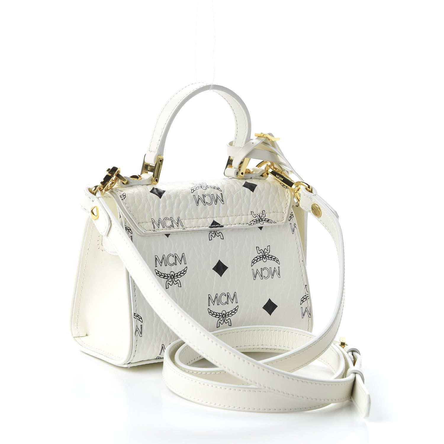 MCM ボディバッグ 希少ホワイト MCM Visetos X-Mini Heritage Top Handle Satchel White 670574