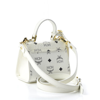 MCM Visetos X-Mini Heritage Top Handle Satchel White 4 of 10