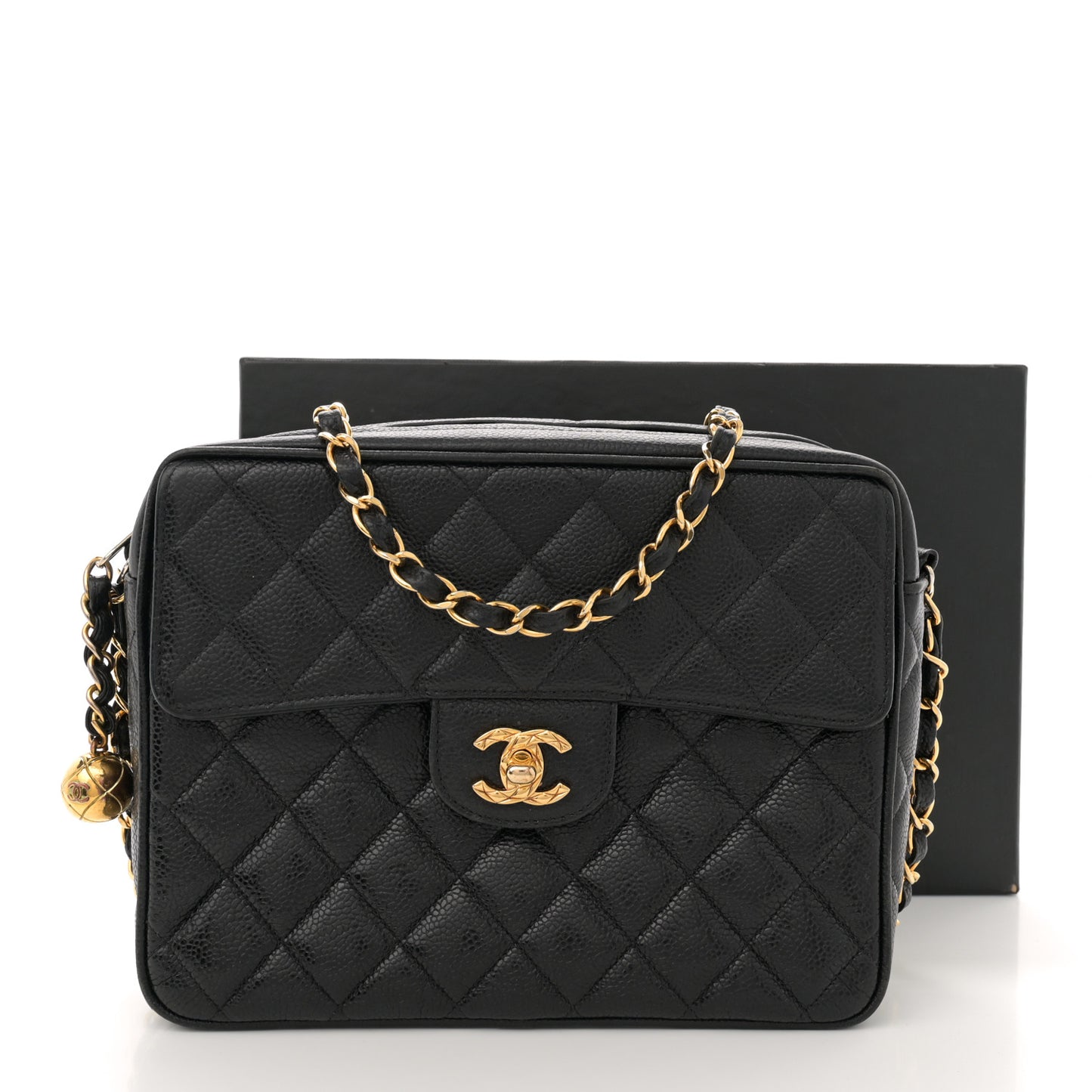 Caviar Quilted Camera Case Black