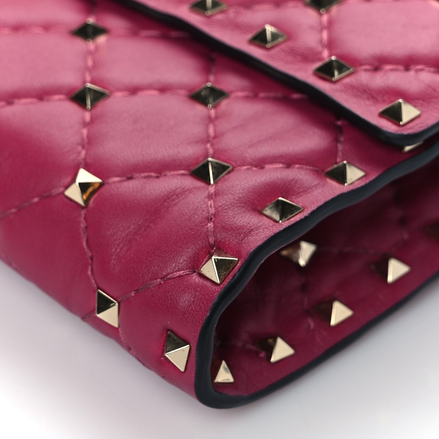 Valentino Garavani Nappa Rockstud Spike Wallet on Chain Disco Pink 9 of 9