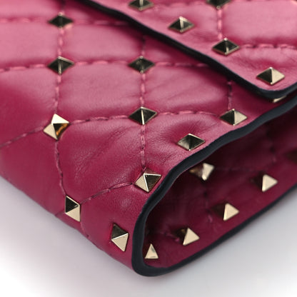 Valentino Garavani Nappa Rockstud Spike Wallet on Chain Disco Pink 9 of 9